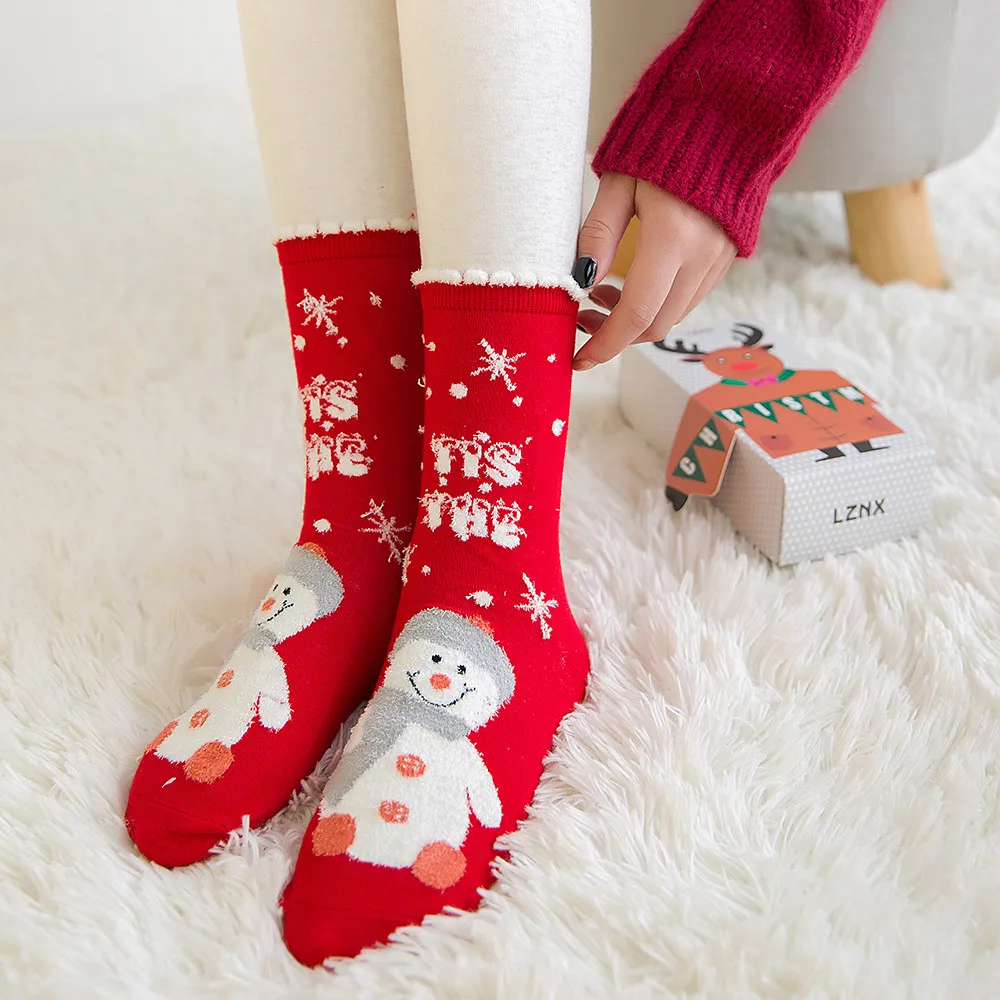 Feitong Funny Christmas Socks Autumn Winter Warm Kawaii Santa Claus Comfortable Soft Socks