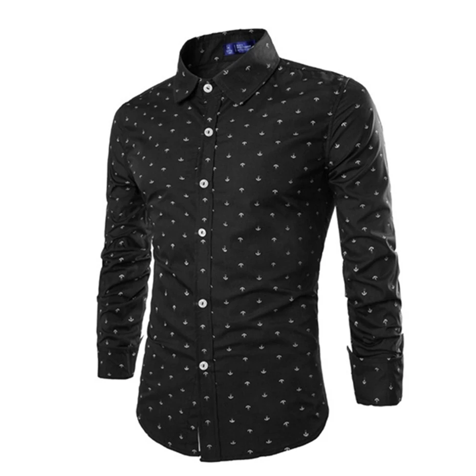 Zogaa, Мужская модная Повседневная рубашка с длинным рукавом, маленькая стрела, деловая рубашка, приталенная Мужская брендовая мягкая одежда - Цвет: Черный