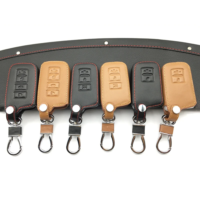 

Car Genuine Leather Remote Control Car Key Case Cover for TOYOTA RAV4 Corolla Camry Crown Prado 2/3/4 Button Smart Key Car cover