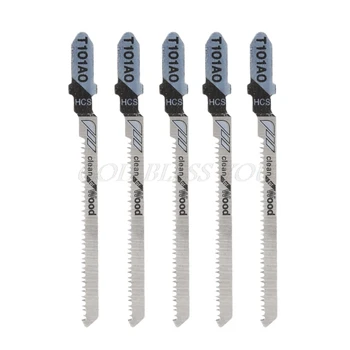 

5 Pcs T101AO HCS T-Shank Jigsaw Blades Curve Cutting Tool Kits For Wood Plastic