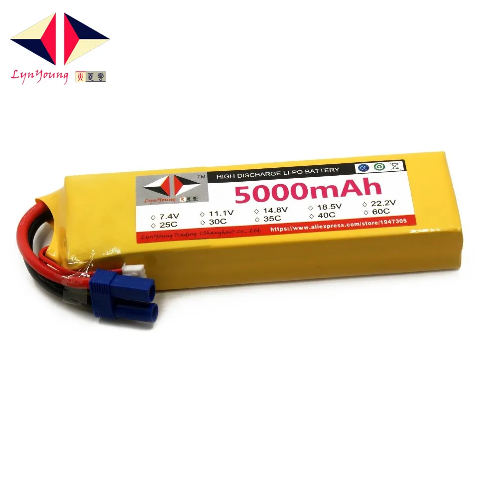 LYNYOUNG AKKU Rc lipo font b battery b font 3S 11 1V 5000mAh 40C for plane