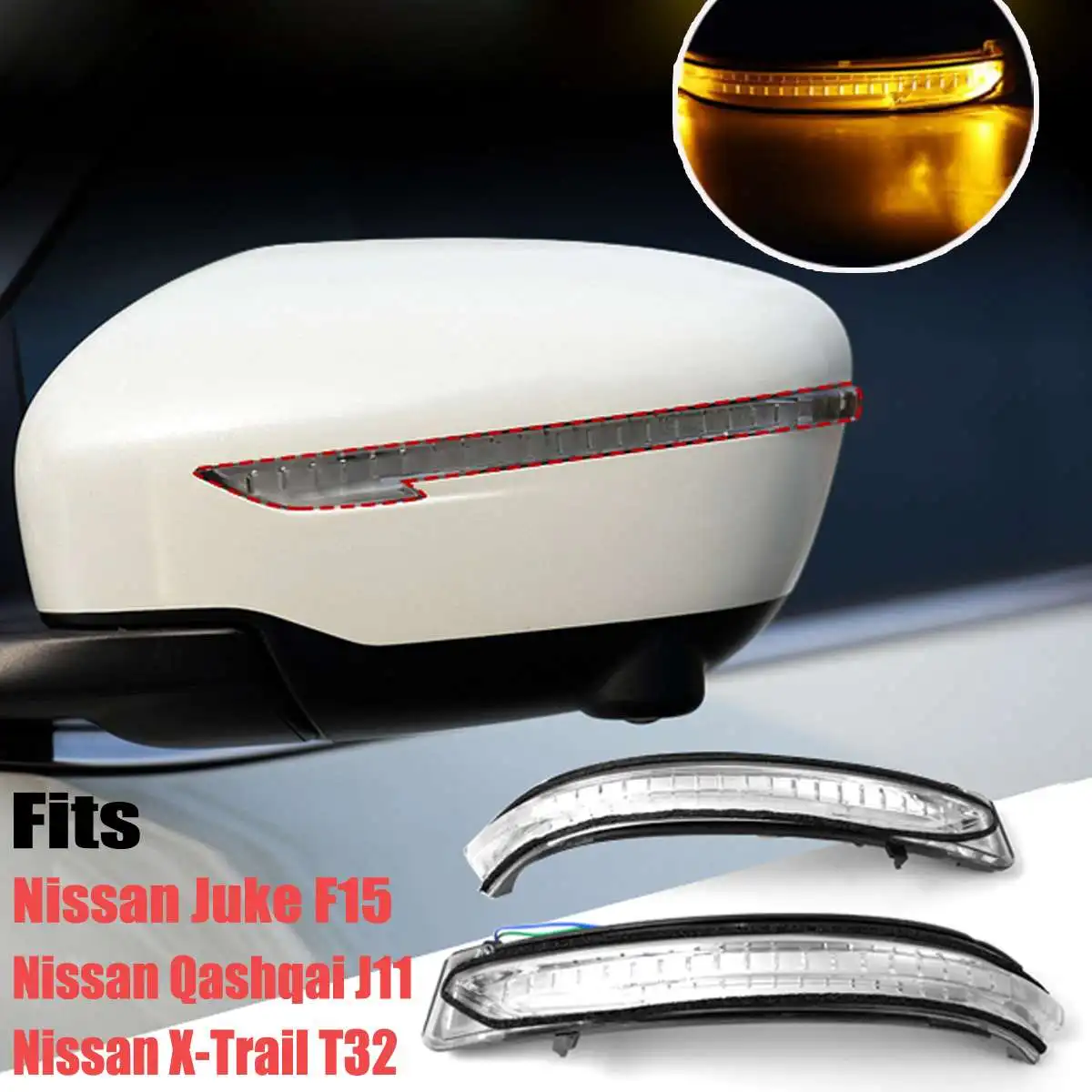 

Left / Right Turn Signal Light Rear Mirror Indicator Mirror Indicator Lens LED Signal Light For Nissan X-Trail T32 Qashqai J11