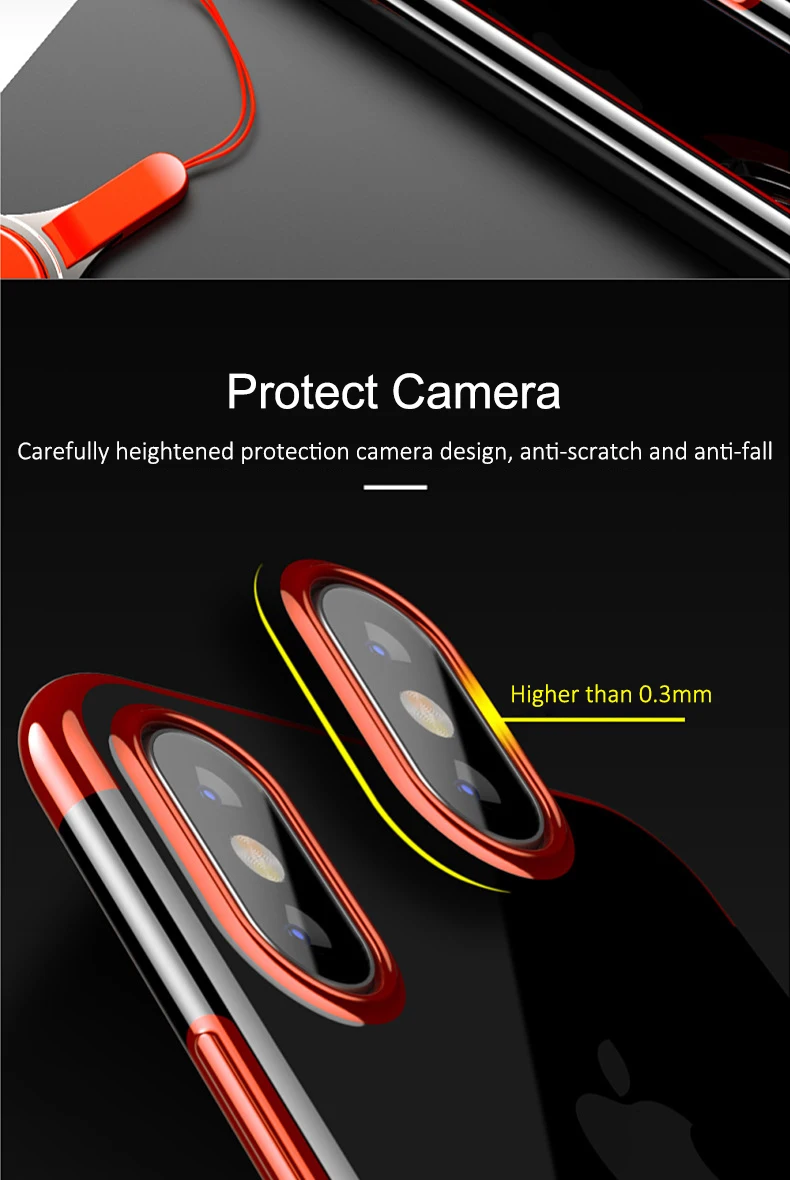 Iphone 7 Case Iphone Xs Max Case X  6 8 6S Plus Diamond Transparent Clear Electroplate TPU Finger Ring Case Luxury Back CoverDescription: