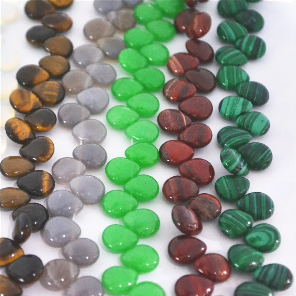 

65PCS!New Fashion Water Drop Beads Natural Stone With Hole Agates Malachite opal Mixed Colors Jewelry Free shipping 12*10.5*5mm