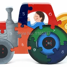 1 шт., детские деревянные головоломки, автомобильный поезд грузовик, головоломка с цифры буквы обучающая красочная игрушка