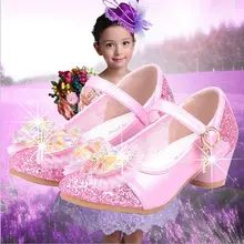 26% fille De Mode Princesse bowknot chaussures filles haute talons bling chaussures simples partie ayant exécuté chaussures rose et blanc 26-37 J-778 TX01
