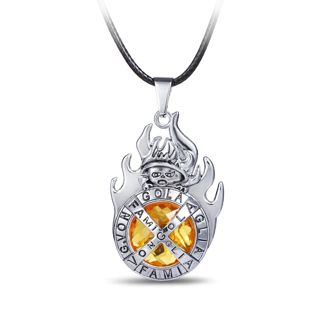 

J Store Anime Souvenir The Killer Katekyo Flame Logo Pendant Necklaces Fans Champagne Crystal Necklace Cosplay Jewelry