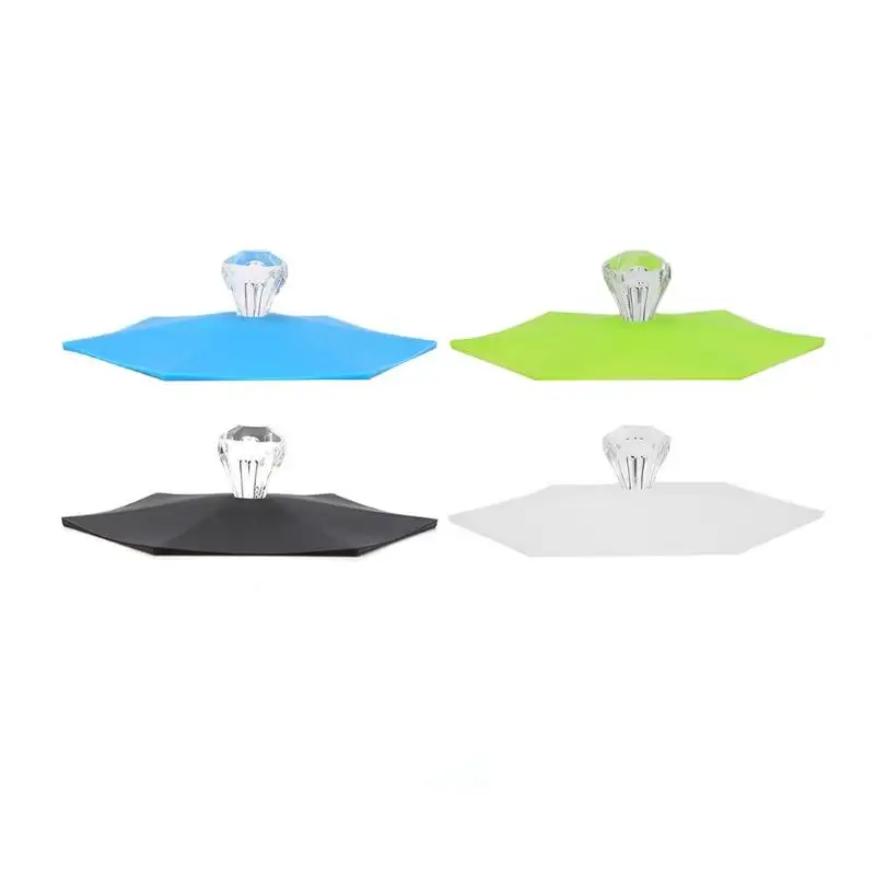 

Colorful Sealed Leak-proof With Cute Small Diamond Heat-resistant Silicone Cup Lid Sealed Environmentally Friendly Hexagonal Lid
