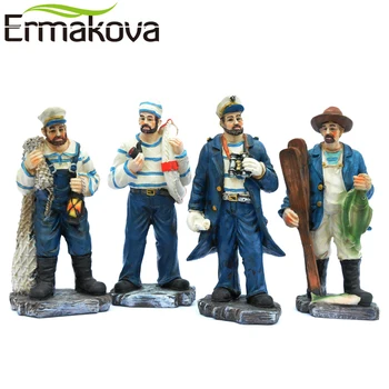 

ERMAKOVA 1 Pc 21cm(8.2")Resin Sailor Figurine Captain Fisherman Statue Marine Crew Navy Aquarium Terrarium Mediterranean Decor