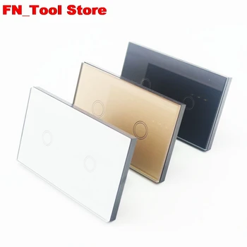 

Touch Switch 2 Gang 1 Way US standard Crystal Glass Panel Single FireWire touch wall switch