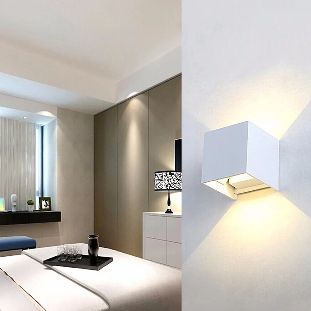 

7W Cube Adjustable Surface Mounted Outdoor LED Spot Light Aluminm Modern Two Colors Wall Light Up Down LED Wall Lamp for Home
