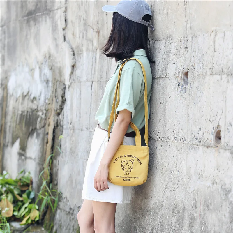 Menghuo 2018 New Canvas Casual Korean Shoulder Tote Bag Mini Single Messenger Crossbody Bags Women Bucket Female Bag Cute girlsG11A7266