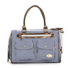 Синяя вертикальная полосатая модная переноска для собак сумка модная маленькая сумка для щенков