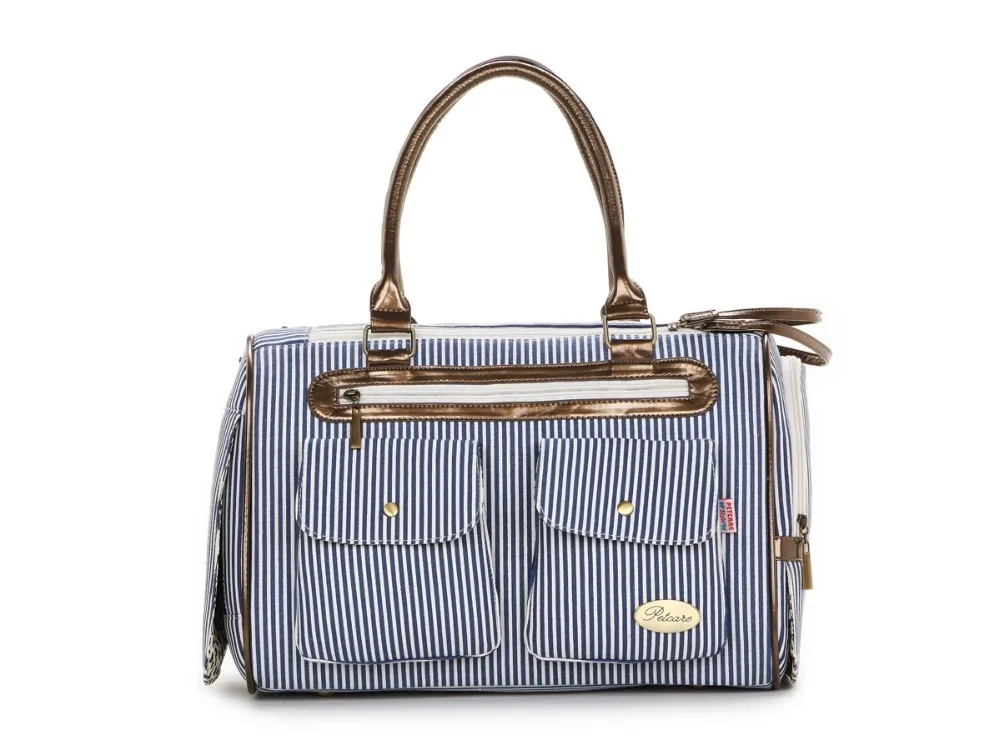 

Blue Vertical Striped Fashion Pet Dogs Carrier Bag Fashion Small Puppy Dogs Bag