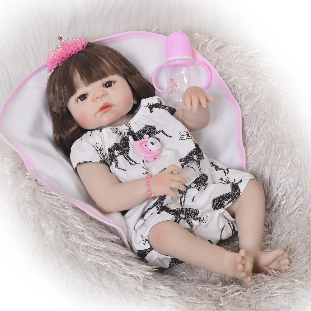 

55cm Full Body Silicone Reborn Girl Baby Doll Toys 22inch Newborn Princess Toddler bebe lol dolls Bathe Toy Play House Toy Doll