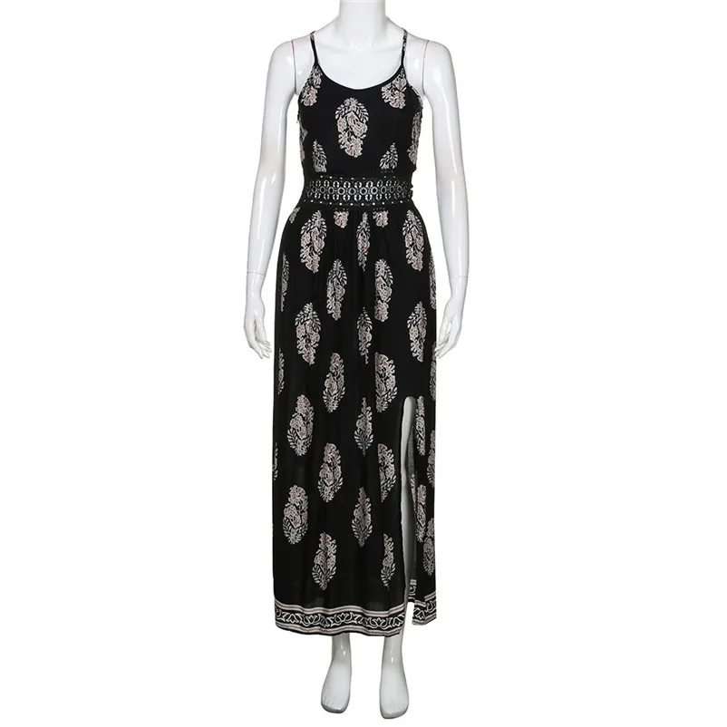 HOT summer dress 2018 beach dress Womens Feather Long Boho Hollow Dress Lady Beach Summer Sundrss Maxi Dress elbise J19#N (5)