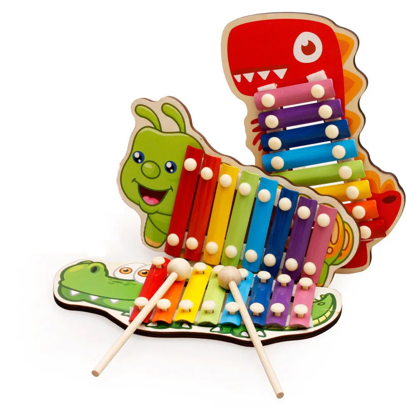 

New 1 Pcs 8-note Baby Early Musical Instrument Hand Knock Piano Animal Multicolor Xylophon Develop Music Toy For Children Gifts