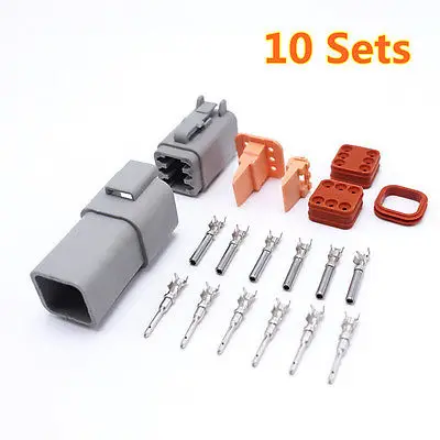 

10pcs Waterproof Deutsch Male/Female Connector 6 Pins DT06-6S DT04-6P