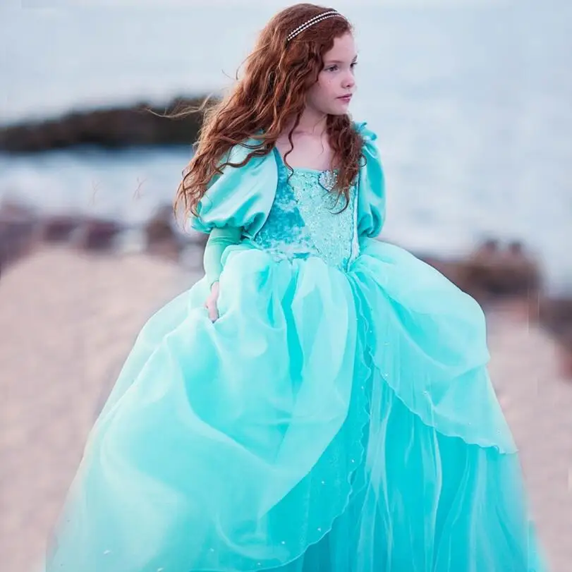 Child Floral Fancy Costume Kids Party Birthday Gown for Little Mermard Dress Girl Princess Ariel Jasmine Cinderella Belle Dr | Детская