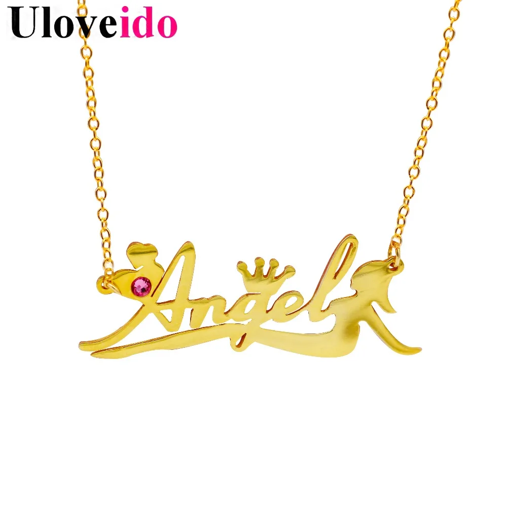 

Uloveido Customized Necklaces & Pendants DIY Women's Pendant with Extended Chain Gold Color Necklace Jewelry Suspensions Y401