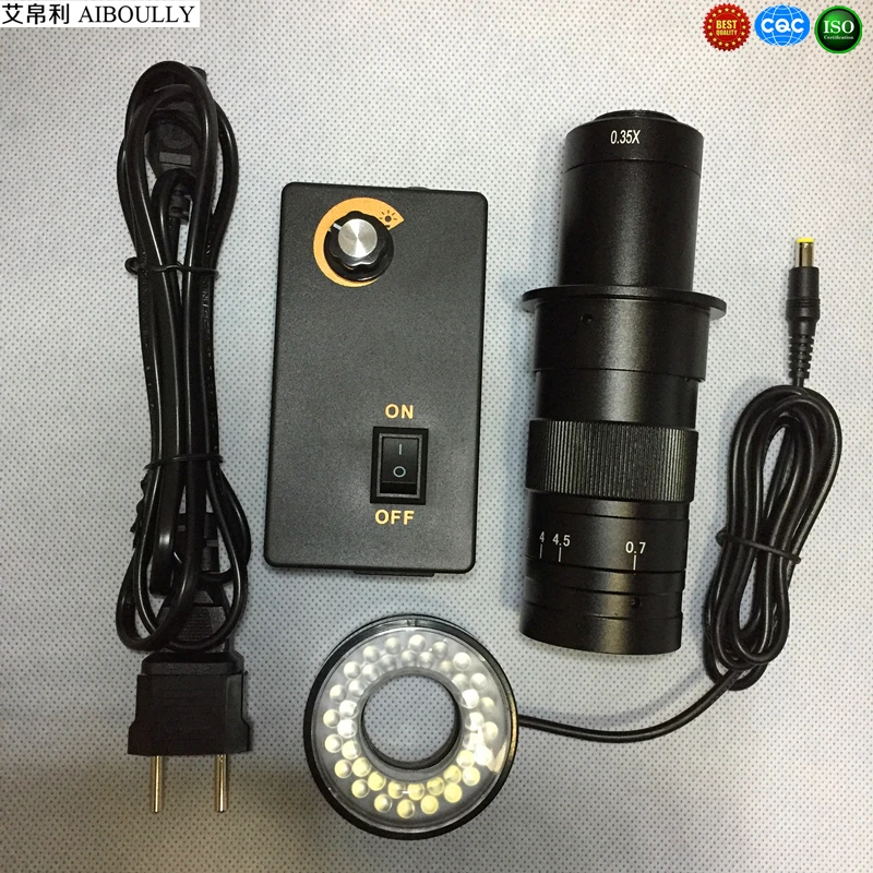 

Single tube zoom lens with LED light C-Mount interface with 0.35X camera eyepiece PCB Electronic repair welding Material testing