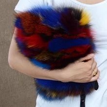 Женские клатчи из натурального Лисьего меха, вечерние Лоскутные сумки из натуральной кожи, женская зимняя сумка через плечо