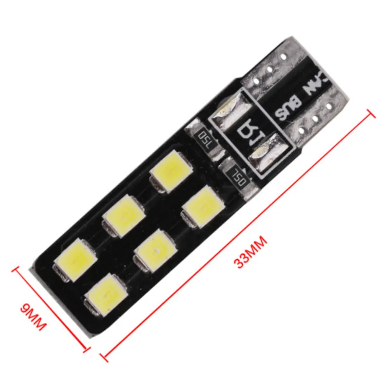 100 шт T10 W5W Светодиодный лампочки автомобилей Белый НЕТ ОВС Canbus ОШИБОК 12SMD сбоку на танкетке/номерных знаков/двери/для чтения лампы