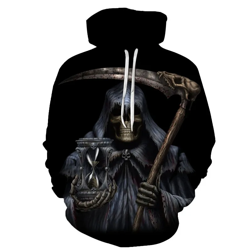

2019 new Funny hoodies 3D printed funny sweatshirt hip hip gothic skull fall plus-size men's Hip Hop Casual Style Tops