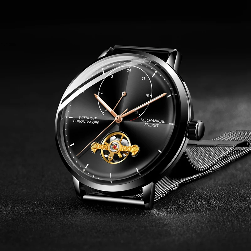 

WISHDOIT Mens Watches Luxury Brand Tourbillon Automatic Mechanical Watch Men Business Casual Waterproof Watch Relogio Masculino
