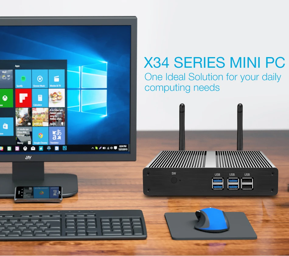 HLY Мини компьютер без вентилятора Core i3 7100U 4010Y i5 4200Y Мини ПК Windows 10 VGA HDMI Wifi 6* USB Celeron 2955U компьютер ПК