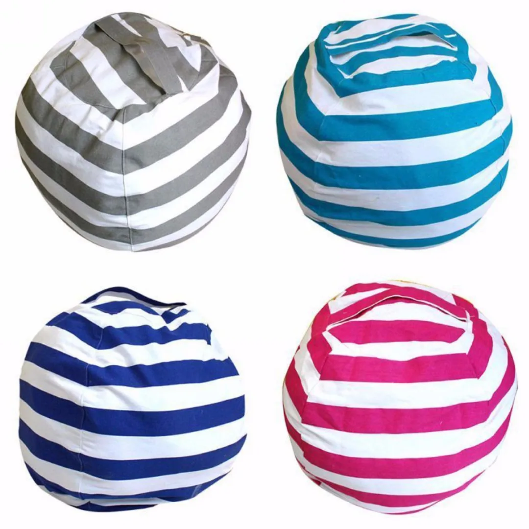 1.4/2m  Cotton Kids Stuffed Animal Toy Bean Bag Storage Pouch Soft Stripe Fabric Chair