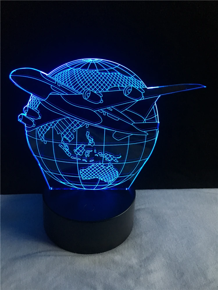 Самолет земля 3D лампа детский светодиодный ночник студенческий домашний прикроватный Декор Лава Освещение USB многоцветная авиационная Вселенная детский подарок
