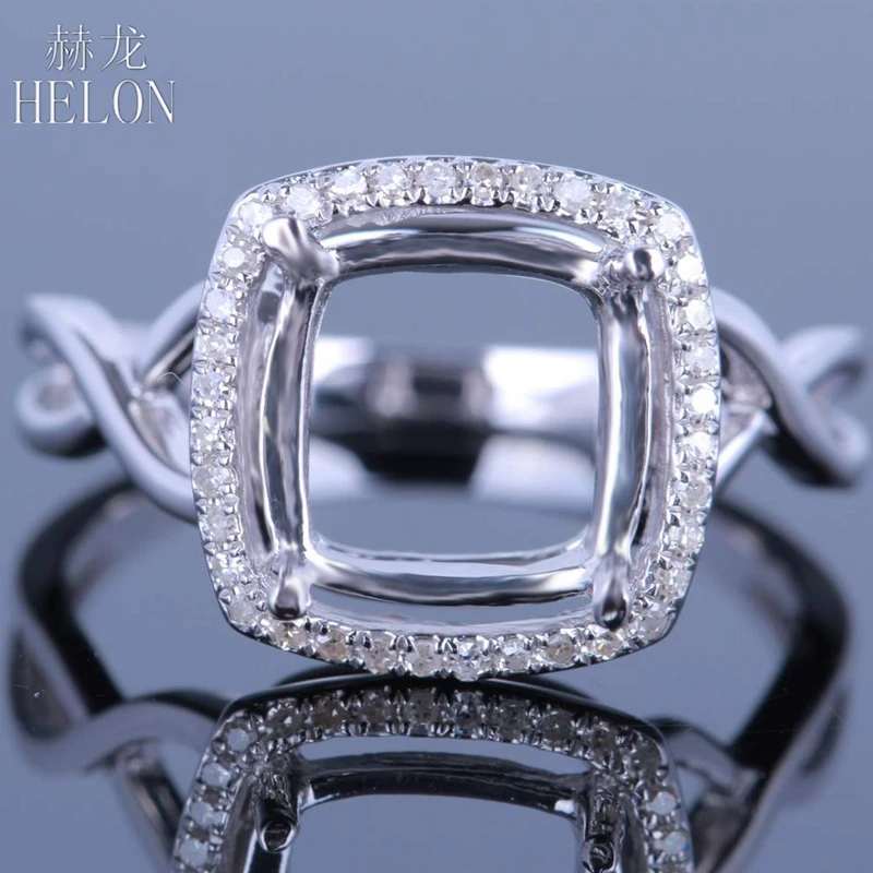 Helon SOLID 14 К (585) белое золото Обручение Свадебные алмазы Halo Подушка Cut 9x9 мм-10x10 мм полу крепление Для женщин fine Jewelry Кольцо Helon SOLID 14 К (585) белое золото Обручение Свадебные алмазы Halo Подушка Cut 9x9 мм-10x10 мм полу крепление Для женщин fine Jewelry Кольцо