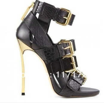 

Unique designer wholesale buckle open toe women sexy party summer sandals fashion cut-outs high heel ankle boots YP01#