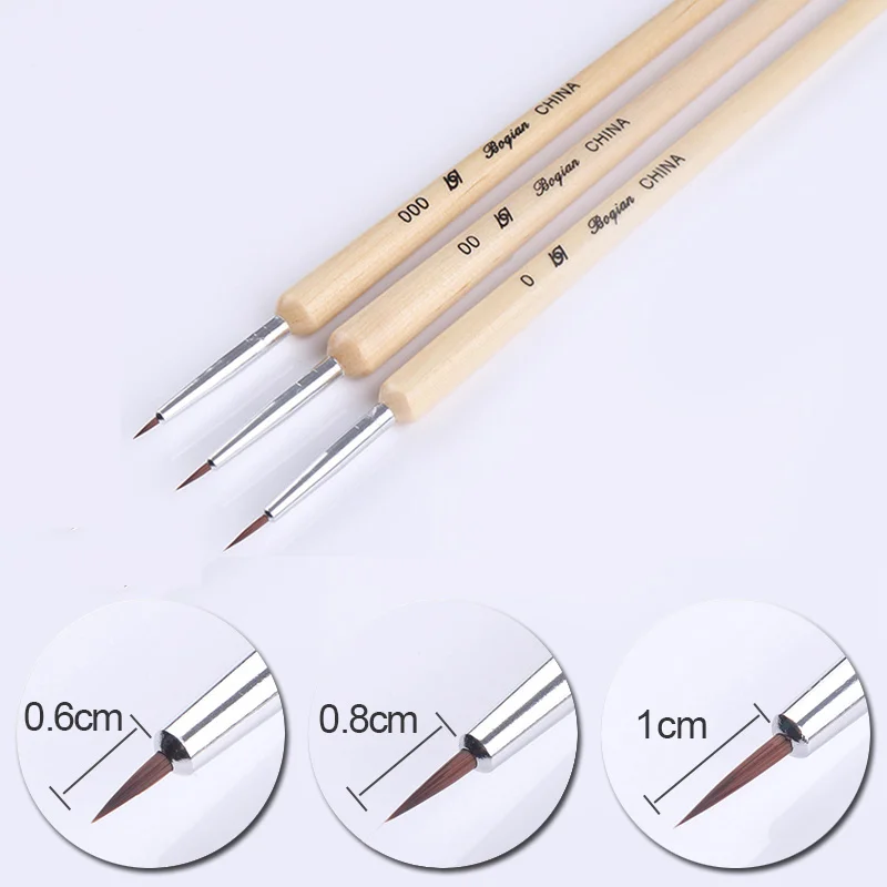 

3Pcs Wooden Handled Nail Drawing Brush Tool Set Nail Art Painting Brushes Liner Pen for Acrylic DIY Nail Art Tools Kit