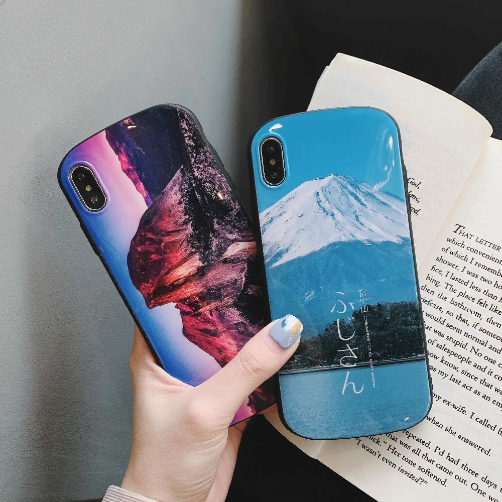 

landscape Mount Fuji phone case for Iphone 6 6S 7 8 Plus X XR XS MAX circular arc silicone phone back cover fundas capa cases