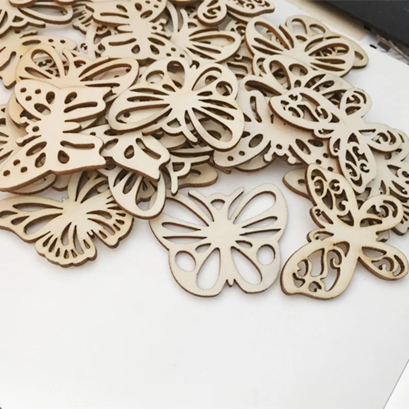 10pcs 2inch Wooden Embellishment Hollow MDF Cutout Butterfly Shapes Crafts for Card Making Scrapbooking DIY Wood Art Wedding