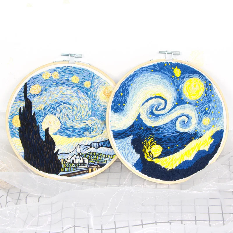 

Creative DIY Embroidery Kits Flower Hand 3D Landscape Embroidery Stitching with Hoop Art Needlework Modern Adults Craft Sewing