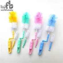 Розничная по одному товару большой+ один маленький 2 шт./упак. ручной Детские щетки для бутылочек для очистки кисти для детей 360 Поворот Пластик нейлон Сталь