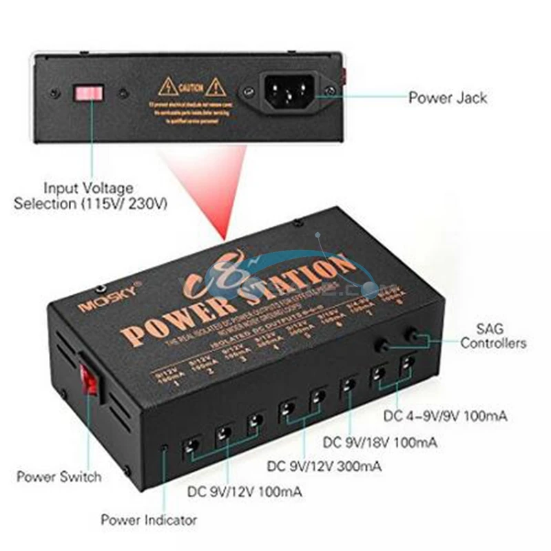Mosky C8 Guitar Effect Pedal Power Supply 8 Ways Outputs 4-9V Ddjustable 12V 18V Optional Voltage Guitar Pedal Power Station C8 Mosky C8 Guitar Effect Pedal Power Supply 8 Ways Outputs 4-9V Ddjustable 12V 18V Optional Voltage Guitar Pedal Power Station C8