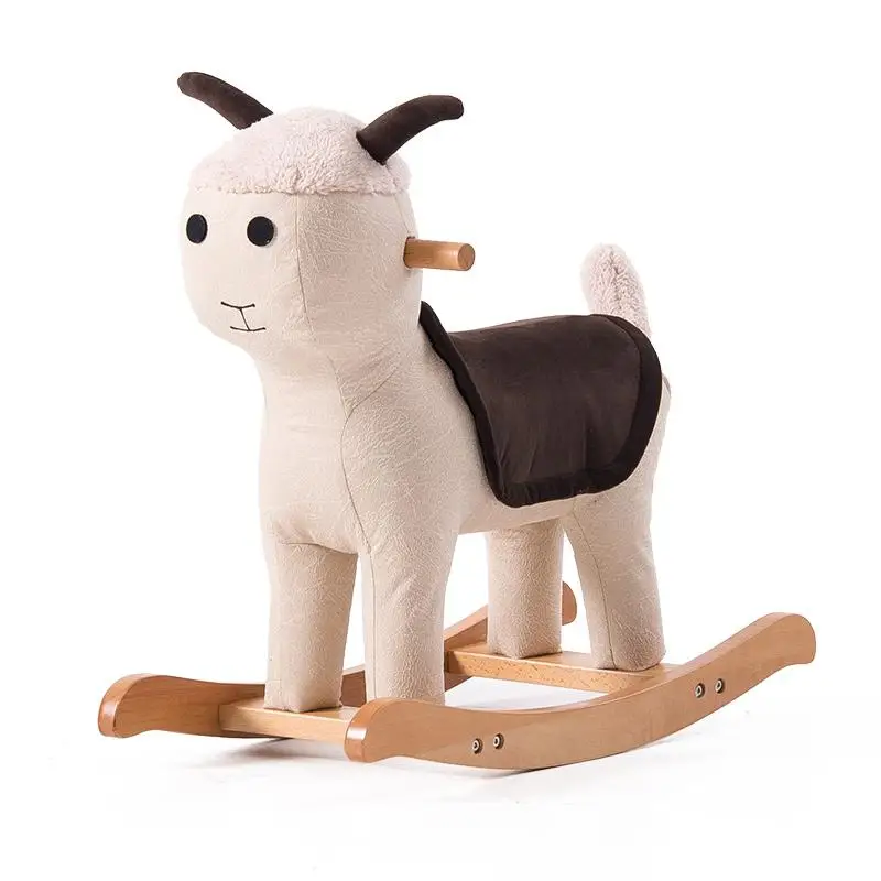 Детская лошадка из массива дерева табуретка для животных Детские мультфильм табурет игрушка троянский милый кресло-качалка маленькая скамья - Цвет: style4