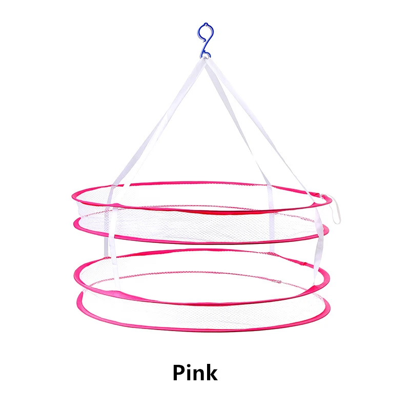 Двухслойная Складная ветрозащитная корзина для белья, сушилка для одежды, противоскользящая сушилка для белья, носки для куклы, корзина для хранения игрушек - Цвет: Pink