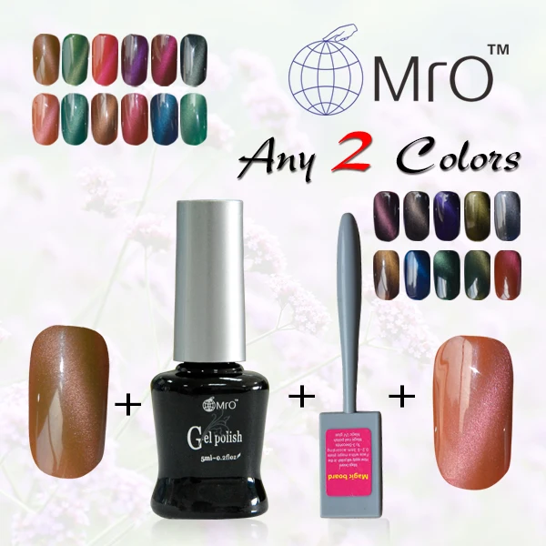 MRO 2 Pieces lot With A Magnet For Gel Nail Polish Set Uv Gel Lucky Color Gel Nail Lacquers Nail 