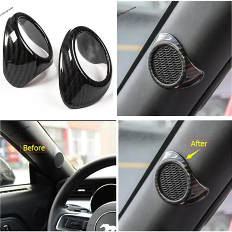 

Yimaautotrims Pillar A Stereo Speaker Audio Loudspeaker Cover Interior Mouldings Trim ABS Fit For Ford Mustang 2015 2016 2017