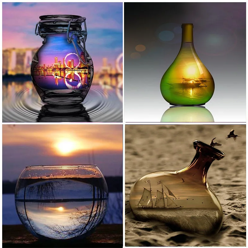 

5D Diamond Painting Bottle Landscape Full Round Drill Embroidery Scenery DIY Home Decoration Mosaic Crystal Cross StitchHandmade