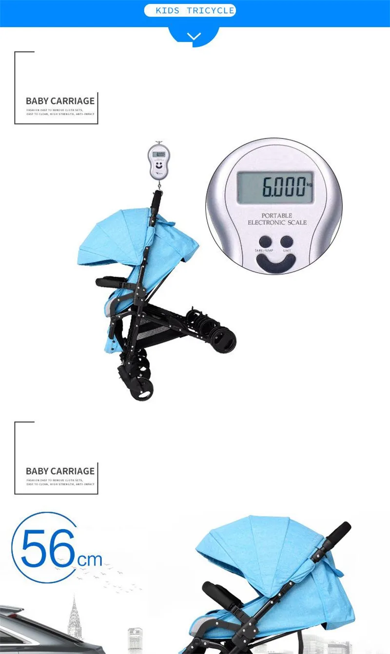 Brand New High Landscape Ultra Light&Portable Folding Baby Stroller Newbore Four Wheel Trolley Big Baby Sleeping Basket Hot17