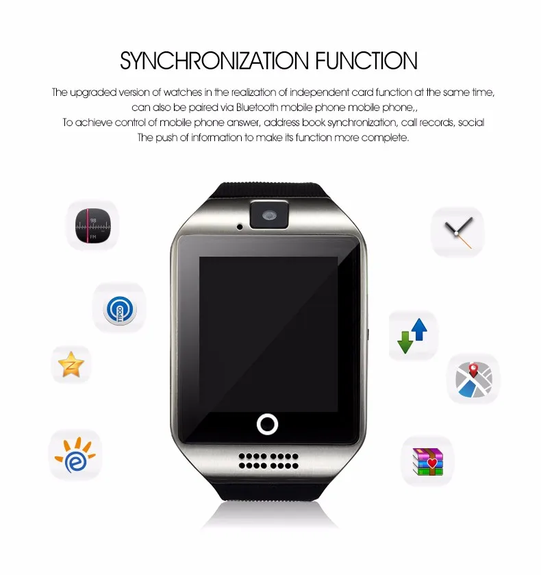 LYKL Q18 умный телефон с часами Bluetooth часы Сенсорный экран камера Поддержка SIM карты фитнес трекер Смарт наручные часы для IOS Android