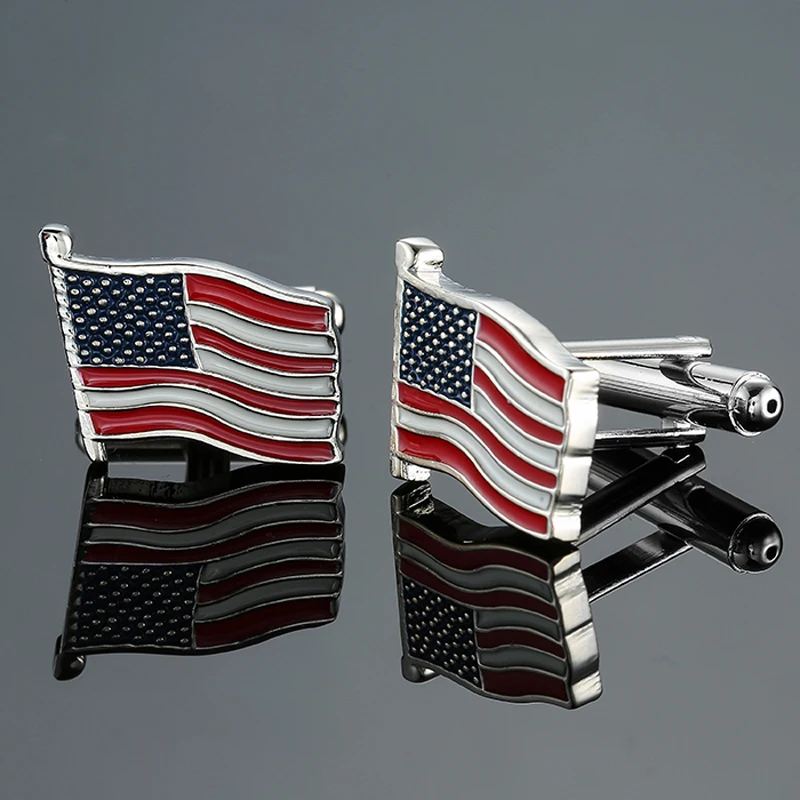 

DY New high quality Enamel American flag Cufflinks fashion Men's French shirt Cufflink free shipping