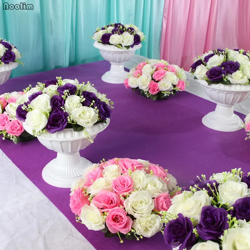 

Artificial Flower Wedding Roses Simulation Road Lead Flower Roman Column Flower T Stage Potted Wedding Decor Photo Props