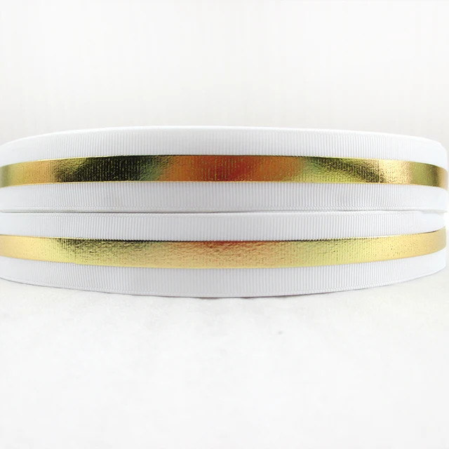 Buy 50Y45051 1"(25mm) gold stripe ribbon printed